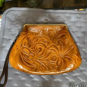 Patricia Nash tooled leather wristlet